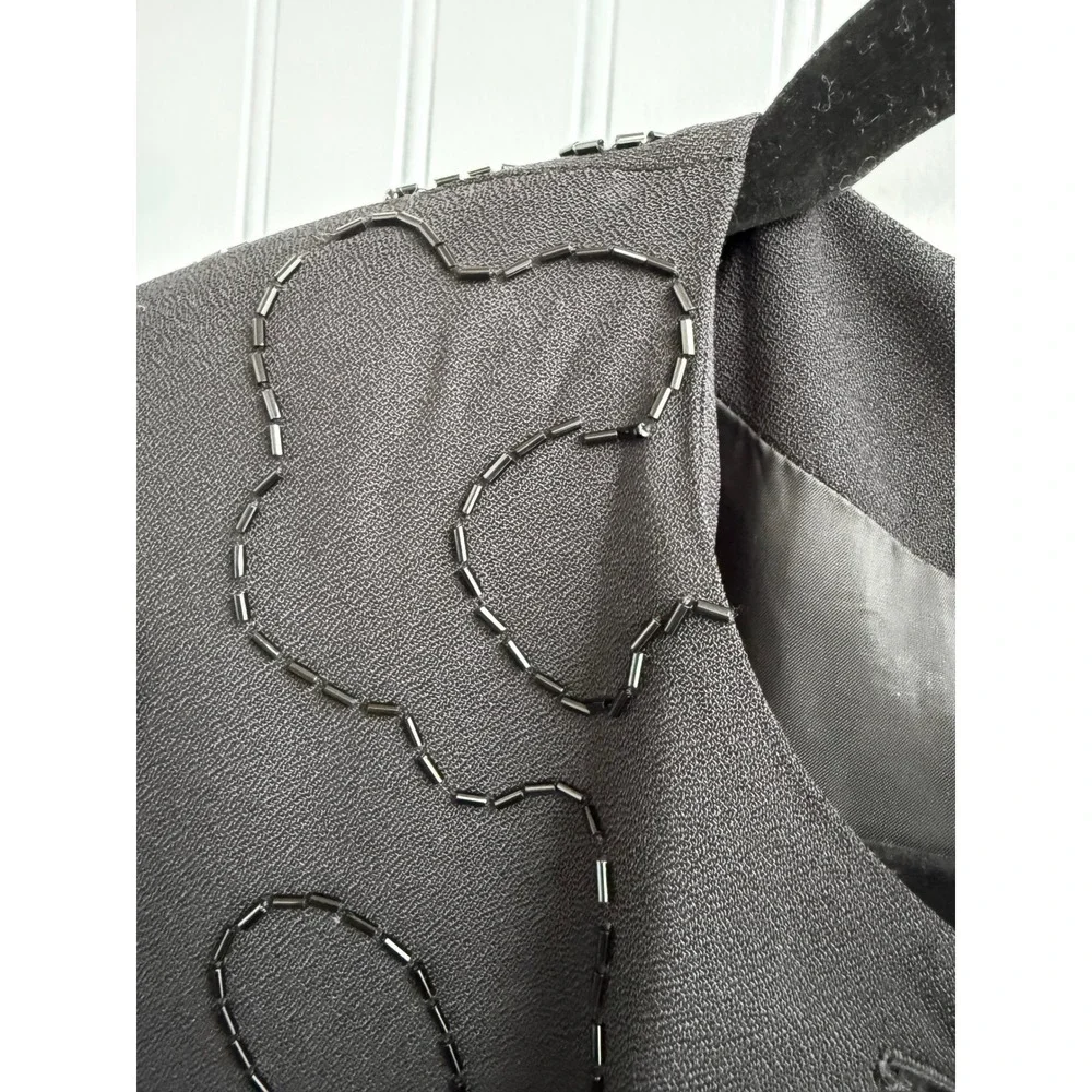 Vintage Nancy Heller Bergdorf Goodman‎ Beaded Evening Jacket Black Squiggle Coat